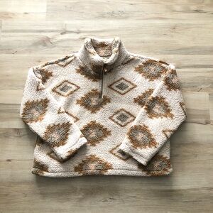 Thread & Supply Cream and Brown Cowl Neck Sweater